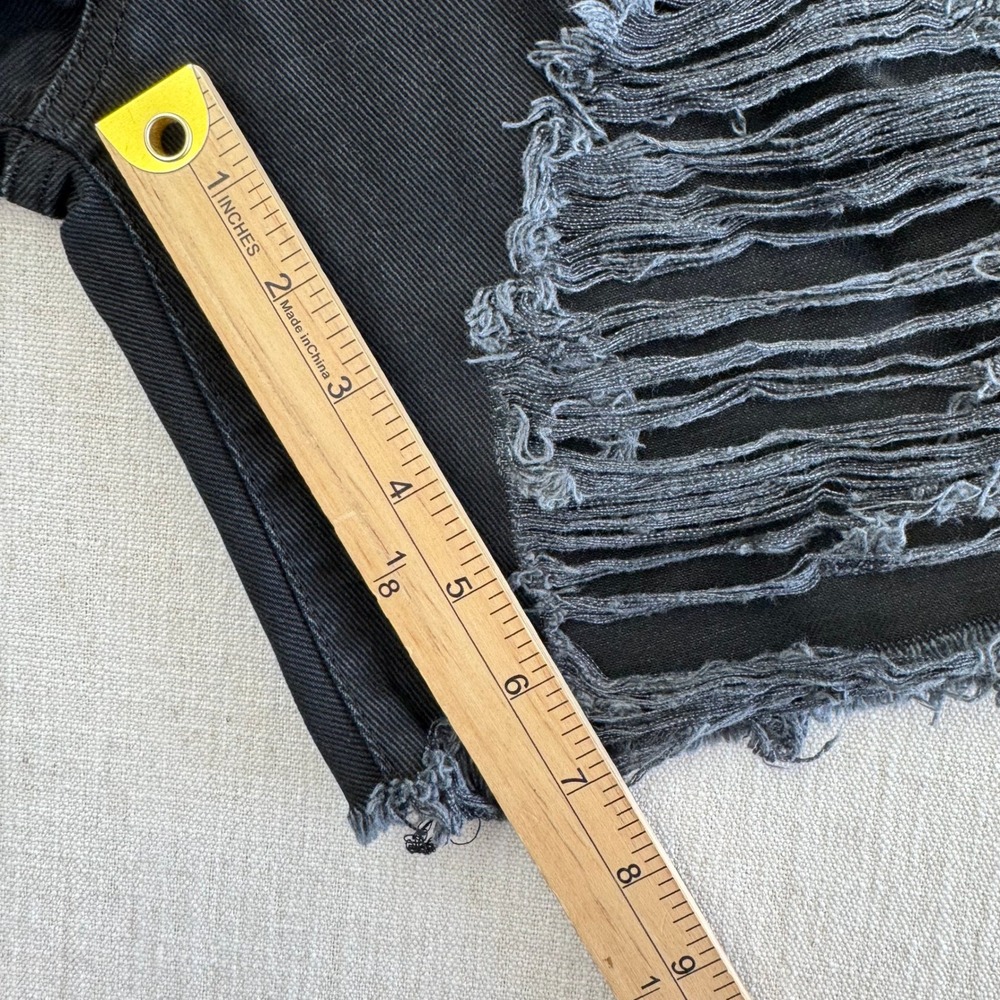 SER.O.YA Jack Distressed Denim Shorts Size 30 Black Made Italy NWT - Picture 11 of 13